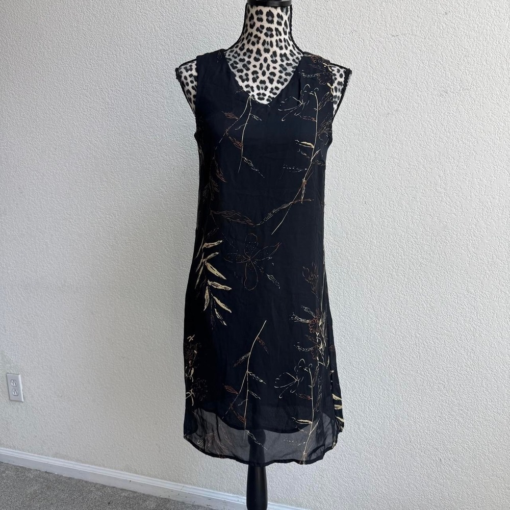 Jaclyn Smith vintage floral black midi dress womens Size 6